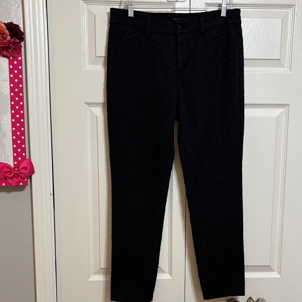 NYDJ Black Textured Straight-Leg Pants